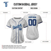 Custom Grey Blue Pinestripe Button Down Baseball Jersey for Women